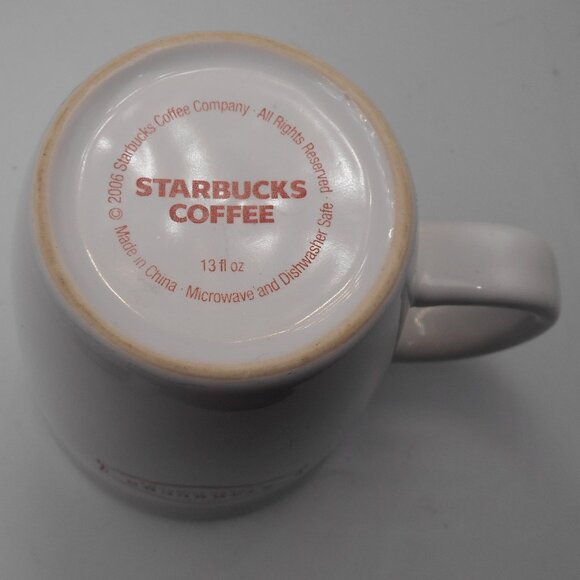 STARBUCKS COFFEE MUG CUP WHITE RED VINTAGE 2006 COLLECTIBLE 13 FL OZ - Picture 7 of 10